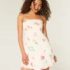 Rochie mini fără bretele din amestec de in