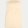 Rochie mulată din satin, fără bretele, cu fundă Rochie mulată din satin, fără bretele, cu fundă
