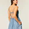Rochie tip fustă-pantalon din amestec de in, cu spate deschis Rochie tip fustă-pantalon din amestec de in, cu spate deschis