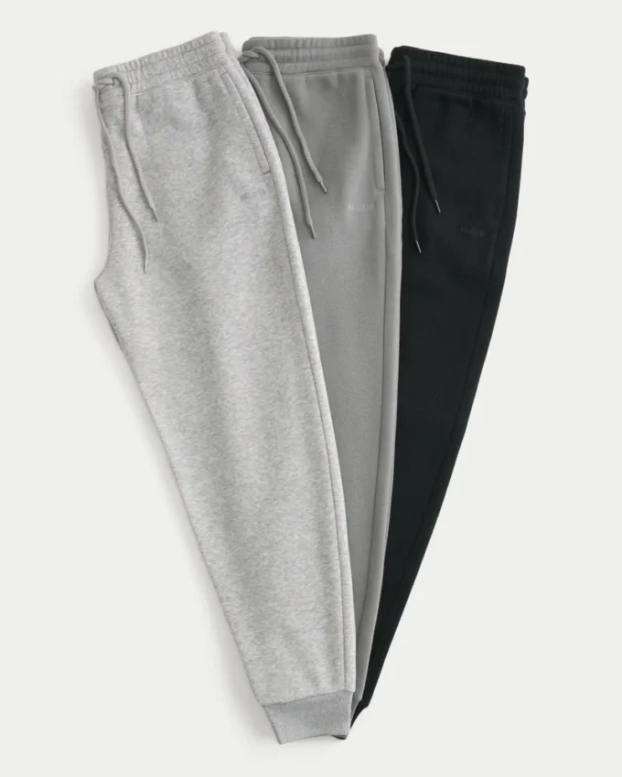 Set de 3 pantaloni jogging relaxați din fleece Set de 3 pantaloni jogging relaxați din fleece