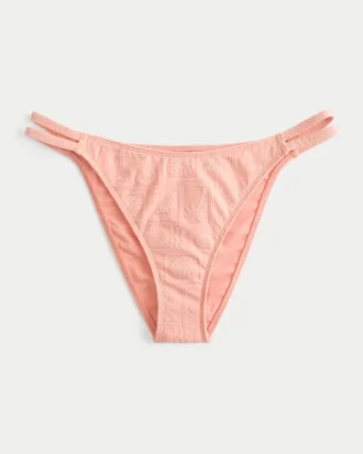 Slip de bikini cu bretele duble din jacquard