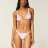 Slip de bikini cu croi înalt și smocuri