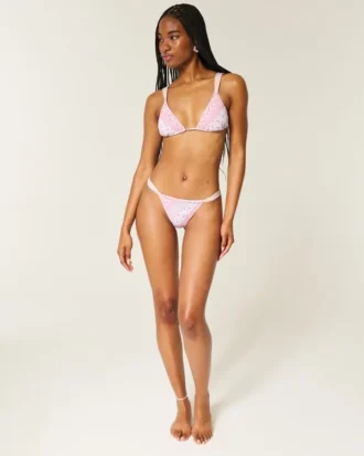 Slip de bikini cu croi înalt și smocuri