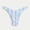 Slip de bikini cu talie în V, cu dungi și croi înalt