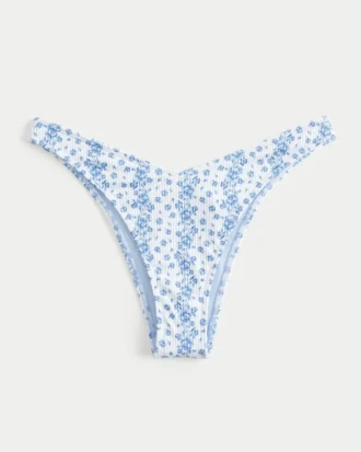 Slip de bikini cu talie în V, cu dungi și croi înalt
