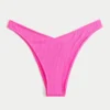Slip de bikini cu talie în V și picioare înalte, cu nervuri