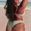 Slip de bikini cu talie înaltă și nervuri