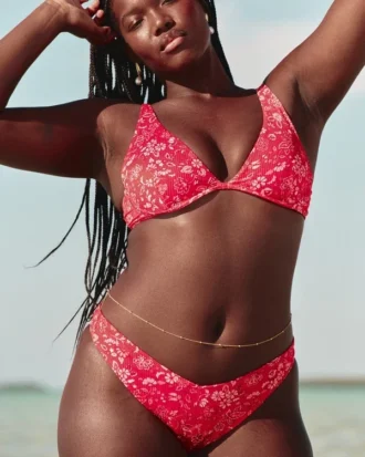 Slip de bikini cu talie înaltă și nervuri