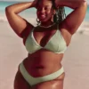Slip de bikini cu talie înaltă și nervuri