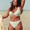 Slip de bikini cu talie înaltă și nervuri