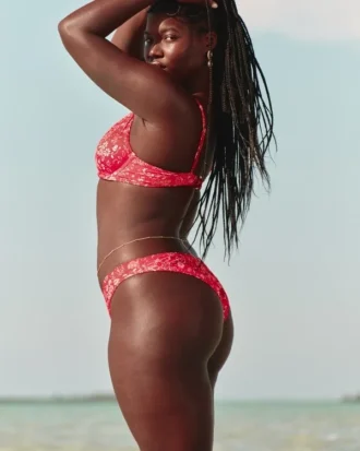 Slip de bikini cu talie înaltă și nervuri