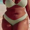 Slip de bikini cu talie înaltă și nervuri