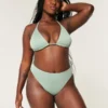 Slip de bikini curbat, cu talie înaltă, cu dungi și decupaj înalt
