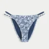 Slip de bikini îndrăzneț, cu bretele duble și bordură în stil croșetat