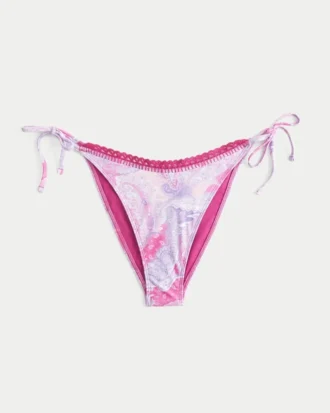 Slip de bikini îndrăzneț, cu detaliu croșetat și legături laterale