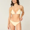 Slip de bikini îndrăzneț cu două bretele și bordură în stil croșetat