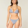 Slip de bikini îndrăzneț cu două bretele și bordură în stil croșetat