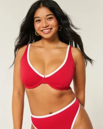 Sutien bikini cu sârmă, cu nervuri și vârf înalt