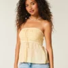 Top babydoll croșetat, fără bretele, ușor de purtat Top babydoll croșetat, fără bretele, ușor de purtat