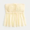 Top babydoll croșetat, fără bretele, ușor de purtat Top babydoll croșetat, fără bretele, ușor de purtat