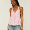 Top babydoll cu bretele țesut Top babydoll cu bretele țesut