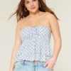 Top babydoll cu bretele și volane Top babydoll cu bretele și volane