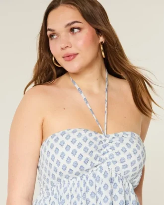 Top babydoll cu bretele și volane