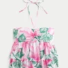 Top babydoll cu bretele și volane Top babydoll cu bretele și volane