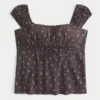 Top babydoll cu umeri decupați Top babydoll cu umeri decupați