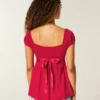 Top babydoll din satin cu fundă Top babydoll din satin cu fundă