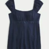 Top babydoll din satin cu fundă