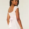 Top babydoll din satin cu fundă Top babydoll din satin cu fundă