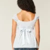 Top babydoll din satin cu fundă Top babydoll din satin cu fundă