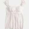Top babydoll din satin cu fundă Top babydoll din satin cu fundă