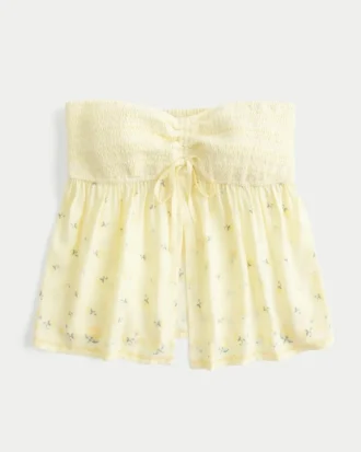 Top babydoll fără bretele, cu bust smocuit