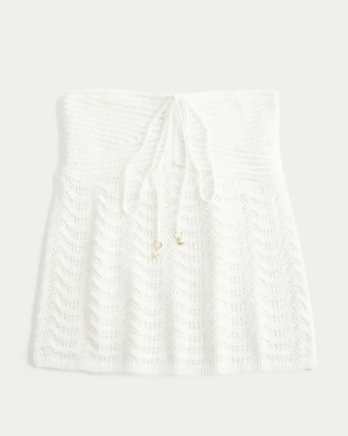 Top babydoll fără bretele, în stil croșetat Top babydoll fără bretele, în stil croșetat