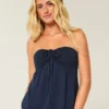 Top babydoll fără bretele, strâns în talie Top babydoll fără bretele, strâns în talie