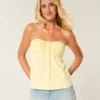 Top babydoll fără bretele, strâns în talie Top babydoll fără bretele, strâns în talie