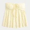 Top babydoll fără bretele, strâns în talie Top babydoll fără bretele, strâns în talie