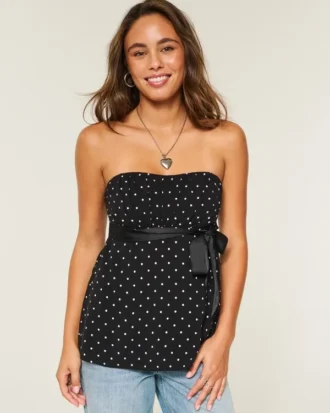 Top babydoll fără bretele, ușor de purtat