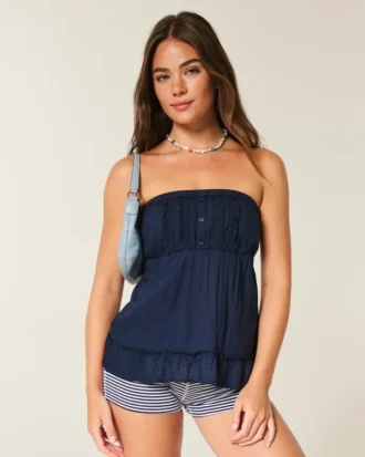 Top babydoll fără bretele, ușor de purtat