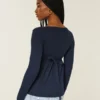 Top babydoll Henley cu legături în spate Top babydoll Henley cu legături în spate