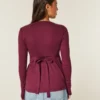 Top babydoll Henley cu legături în spate Top babydoll Henley cu legături în spate