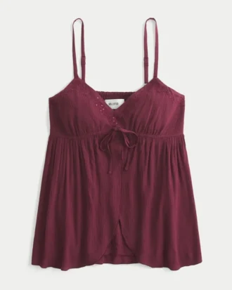 Top babydoll strâmt, cu strălucire șifonată