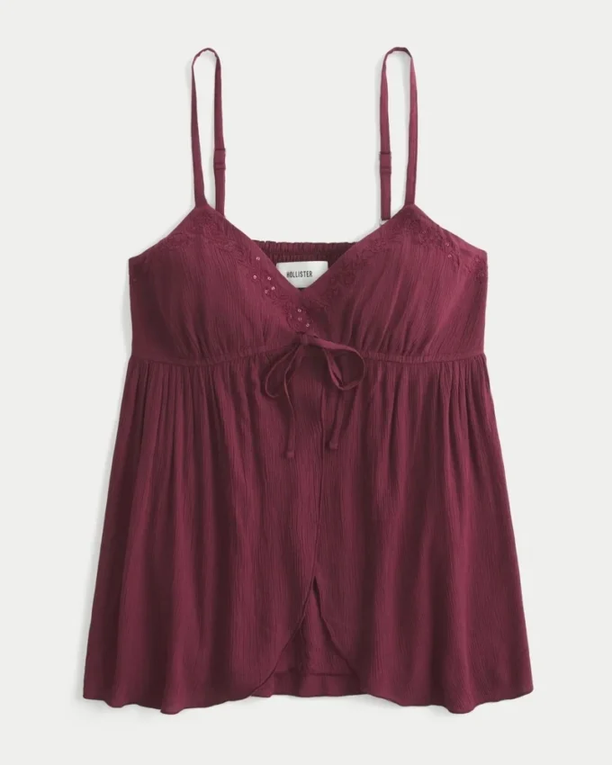 Top babydoll strâmt, cu strălucire șifonată