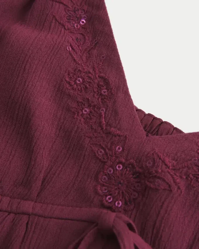 Top babydoll strâmt, cu strălucire șifonată