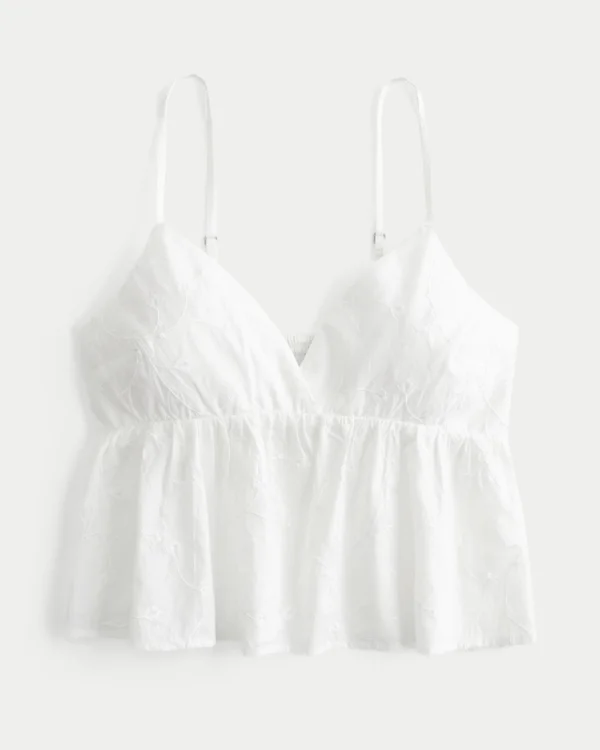 Top babydoll ușor brodat și strălucitor Top babydoll ușor brodat și strălucitor