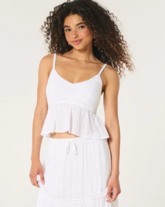 Top babydoll ușor, în stil croșetat