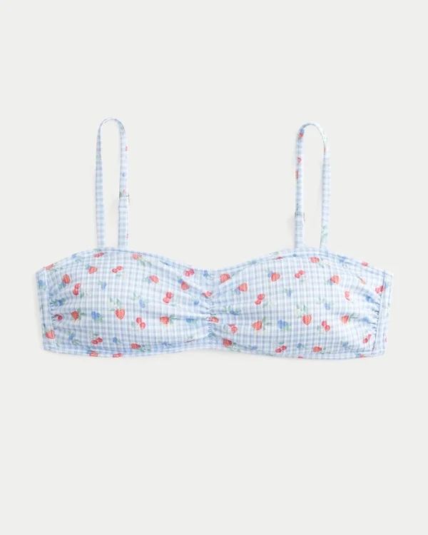 Top bikini cu decolteu rotund și nervuri Top bikini cu decolteu rotund și nervuri