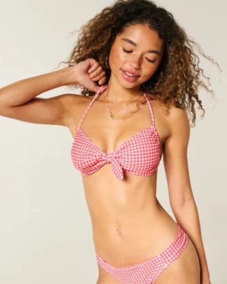 Top de bikini bandeau cu legătură în față